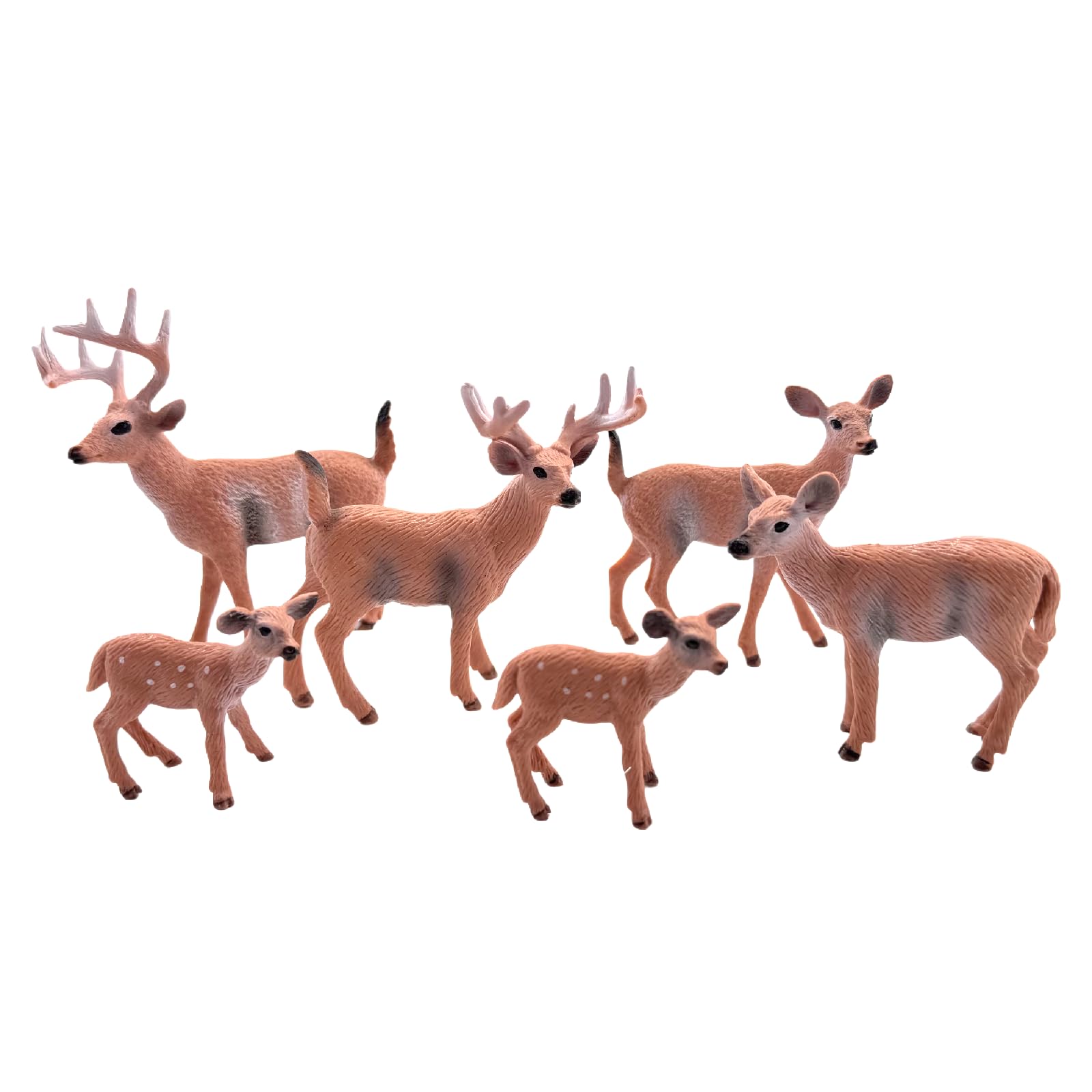 6 Pcs Forest Animal Deer Figures Miniature Reindeer Family Woodland Animal Figurines Cake Toppers for Wedding Birthday Party Decoration Favors