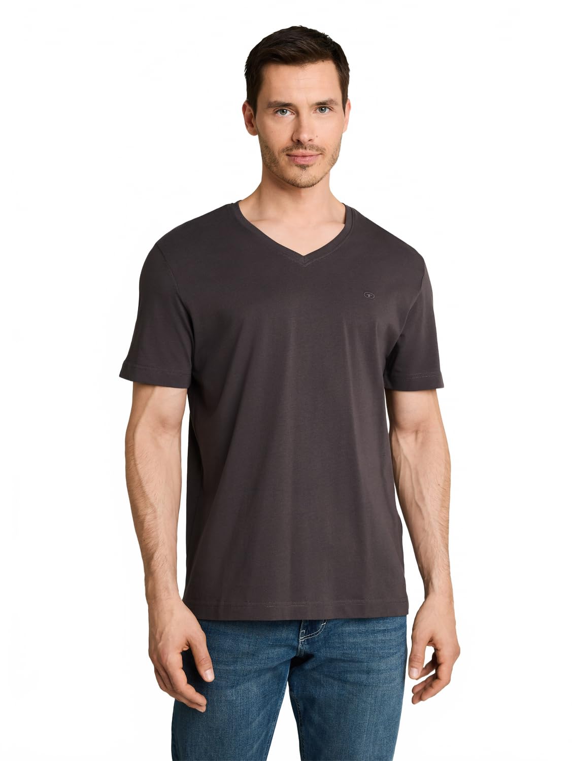 TOM TAILOR Herren Basic T-Shirt mit V-Ausschnitt
