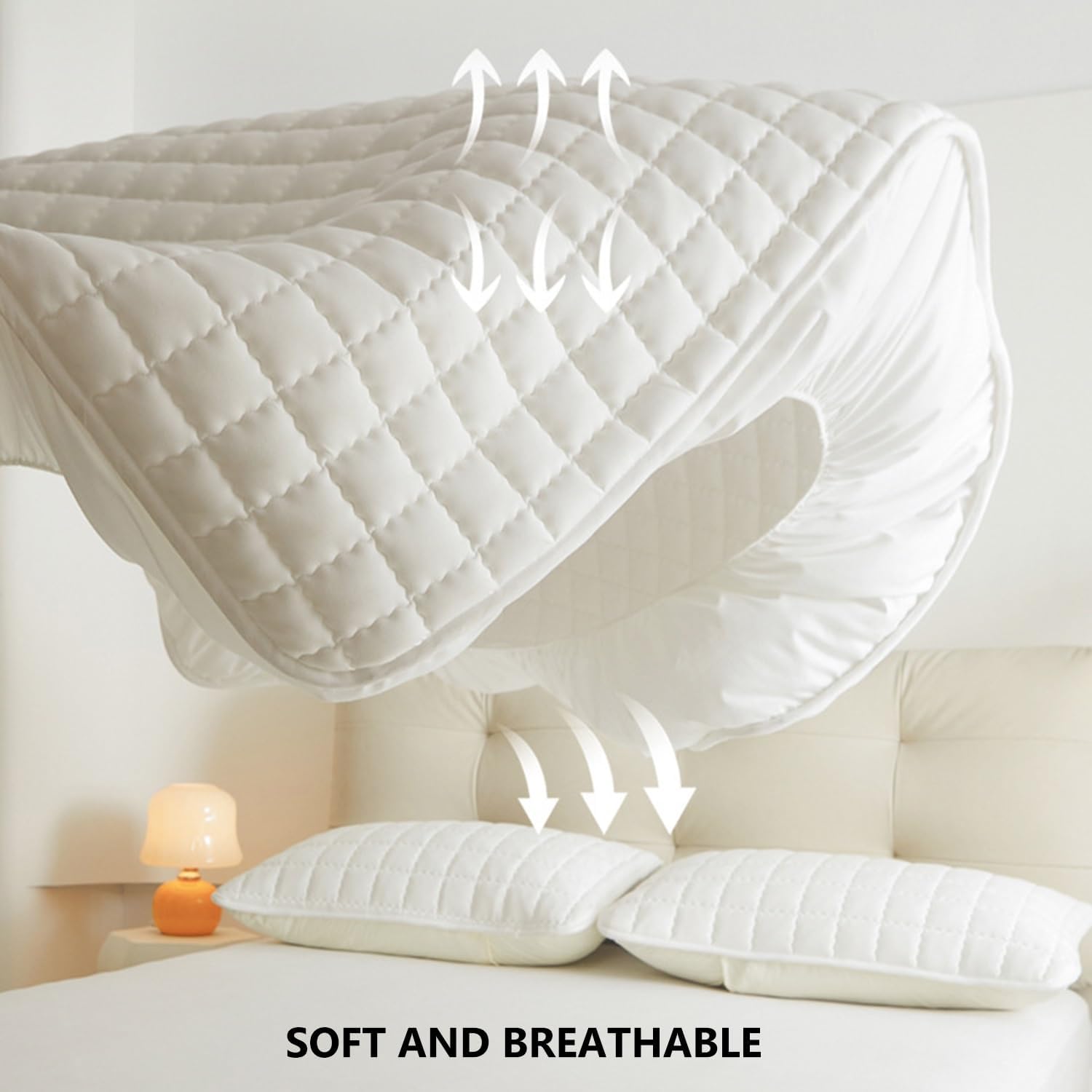 Waterproof Mattress Protector Single/Double/King Size Bed Deep Fitted Sheet, No Pillowcase, Soft Breathable Dirt-Proof Bed Mattress Cover Washable for Bedroom, Hotel(Gray,150x200cm)