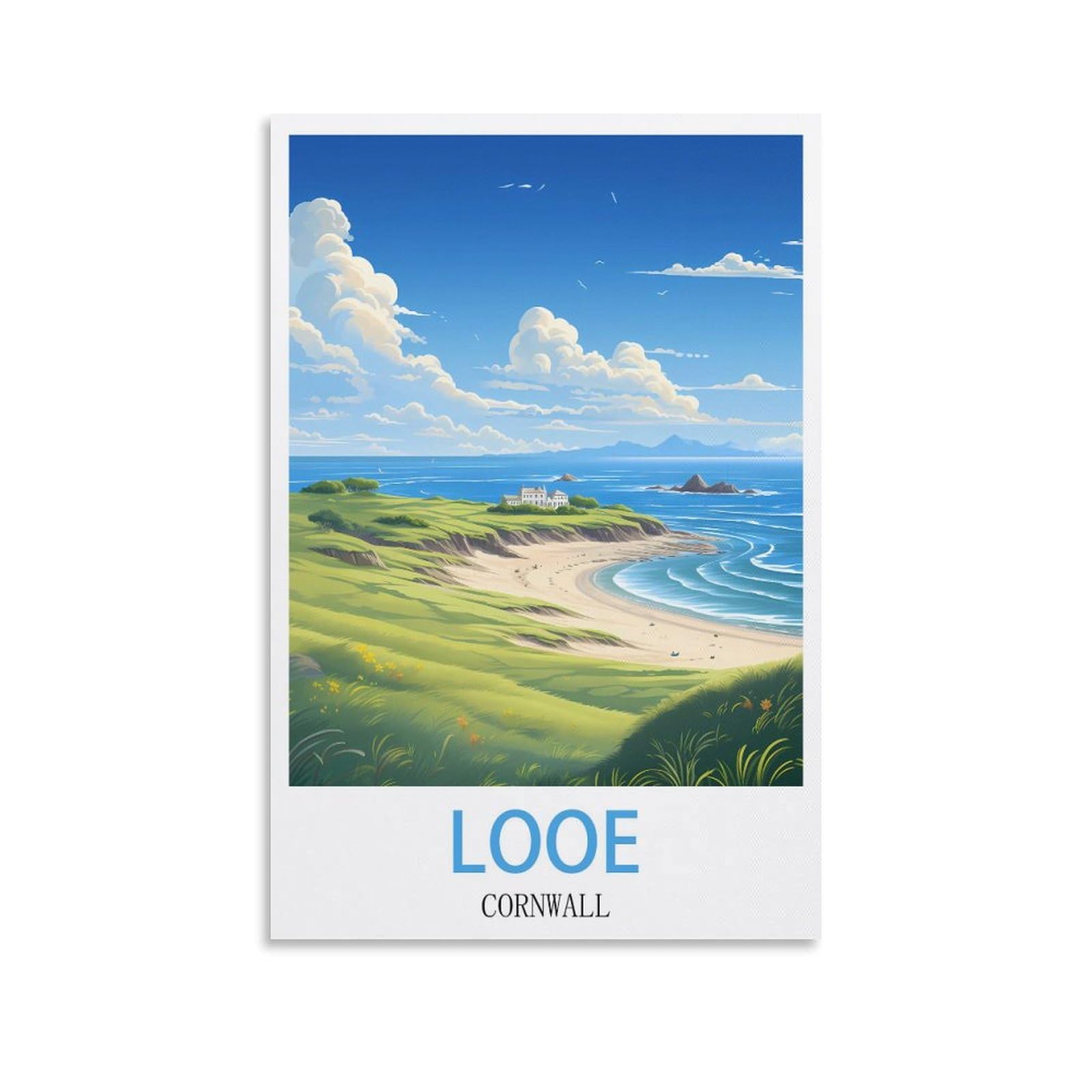 Tin Signs Retro,Looe Cornwall,Wall Art Decorative Plaque Decor for Home Livingroom Bedroom Cafes Coffee Bars Decoration Gifts 15x30cm