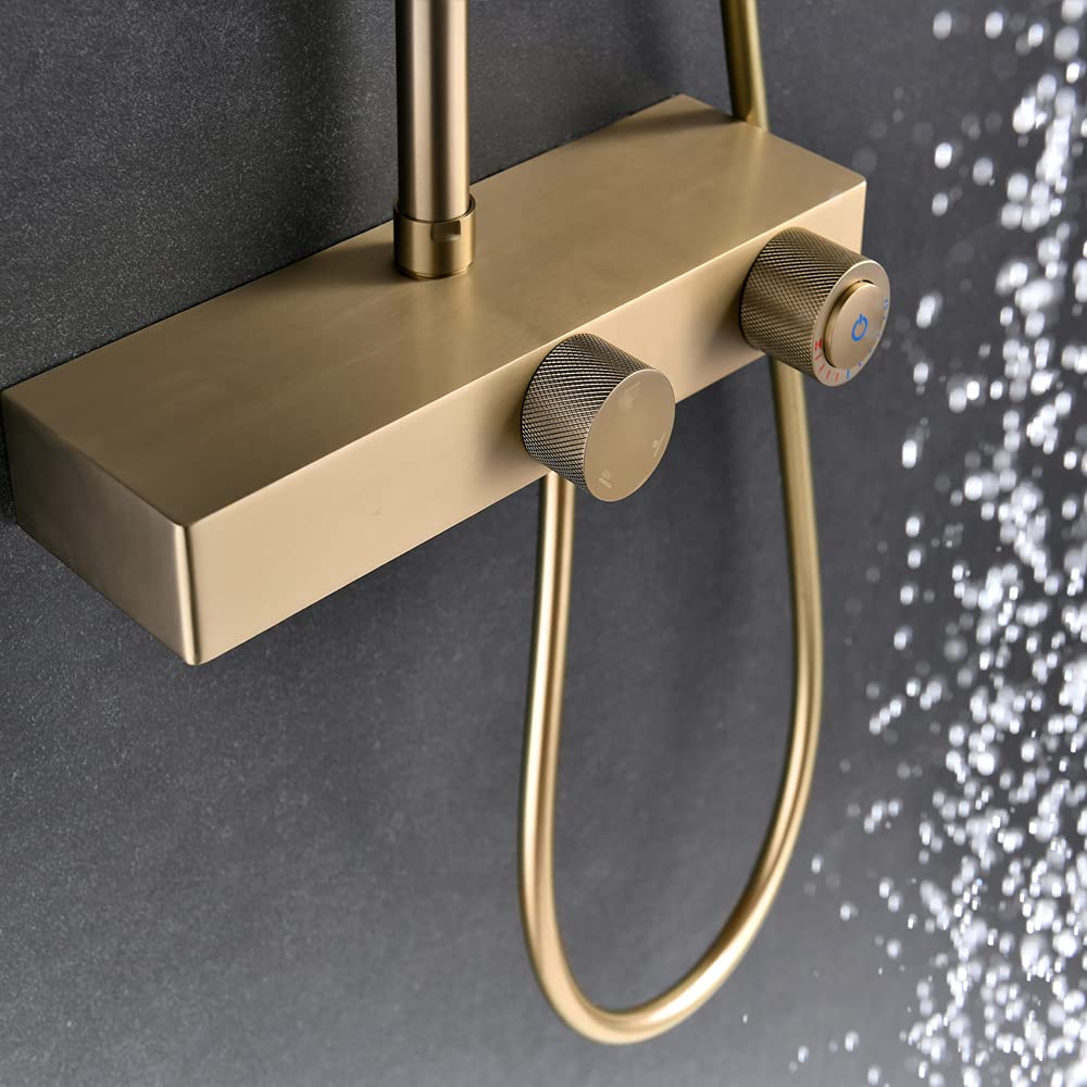 Set Miscelatore per di rubinetteria per Doccia, Miscelatore per Doccia Esterno, Doccia con riempitore per Vasca a Cascata, soffione Doccia da 10", valvola deviatrice in Ottone, colonn