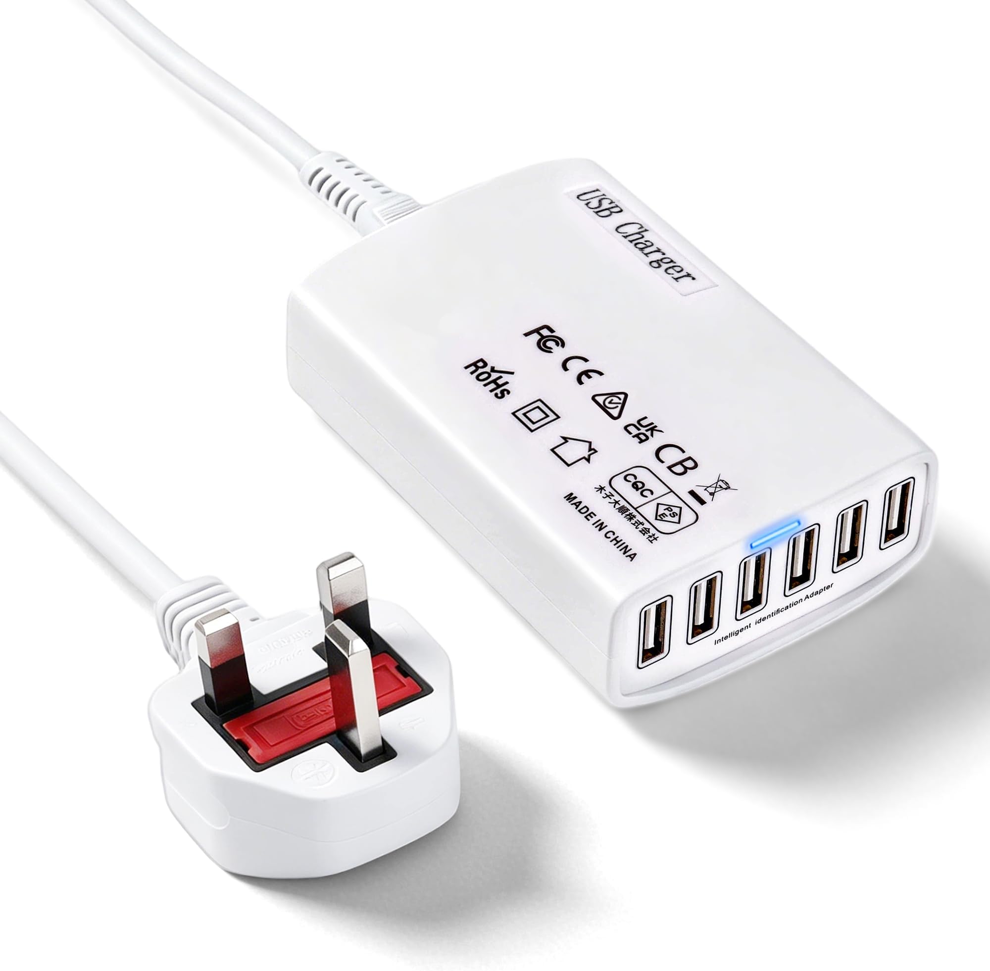 โ USB Desktop Charger, 60W 12A Charging Station for Multiple Devices 6-Port USB Charging Docks Charger Hubs Compatible with Smartphone,iPad,Tablets,Galaxy, LG, HTC, and More