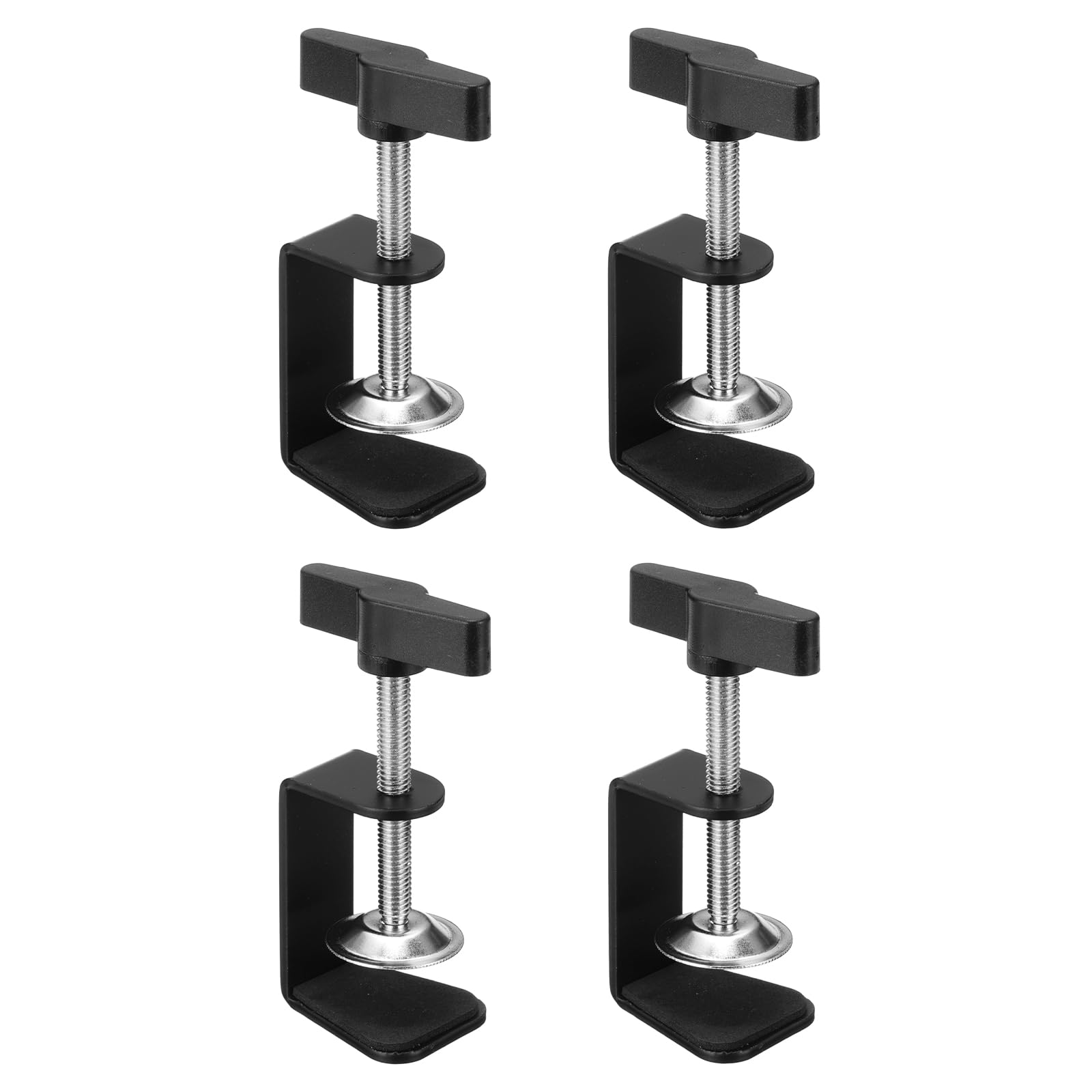 PATIKIL Aluminum Alloy Desk Clamp, 4Pcs Universal C Clamps Heavy Duty g Clamp Base 0-45mm Clip Range Stand Plastic Handle Mounting Accessory Cabinet Clamps for Tables Woodworking Welding