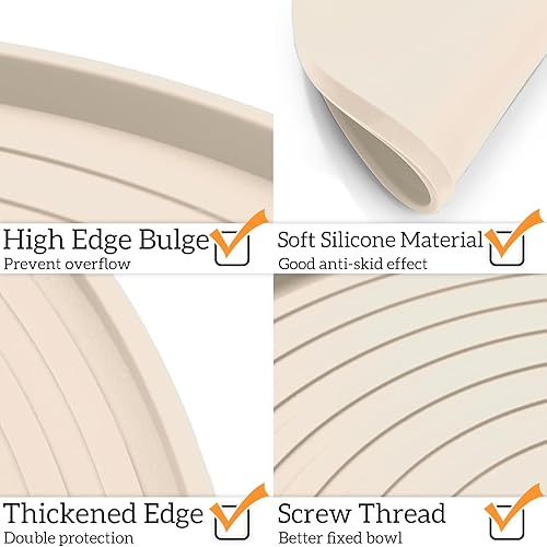 Miniatura 6 de Ptlom Tapete de silicona para alimentación de mascotas para perros y gatos, paquete de 2, antideslizante, impermeable, para alimentos y agua, tapete