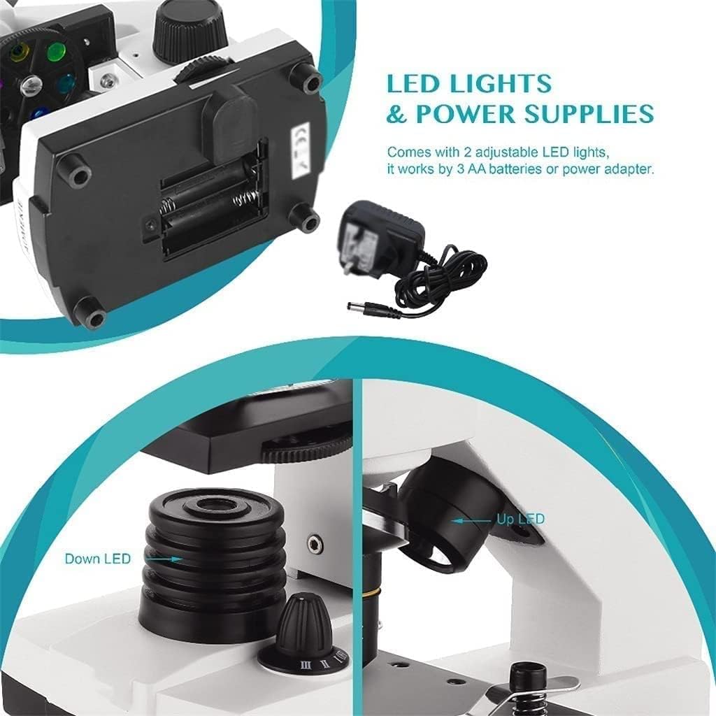 64X-640X Microscope with Mechanical Stage Slides for Science Education School Laboratory Gift Up/Down LED Monocular Microscope