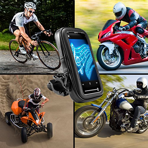 USA Gear Bike/Motorbike Handlebar Mount, Waterproof Weather Resistant 2-In-1 Design with 360 Degree Viewing and Touch Access - Compatible with Garmin Edge, Magellan eXplorist, TomTom Rider and More