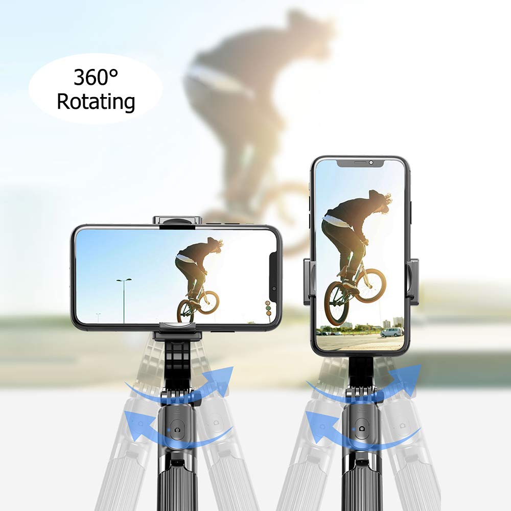 Akozon Trépied Stabilisateur de Cardan de Téléphone de Voyage 3 en 1 pour Perche à Selfie 86cm avec Télécommande, pour Smartphones
