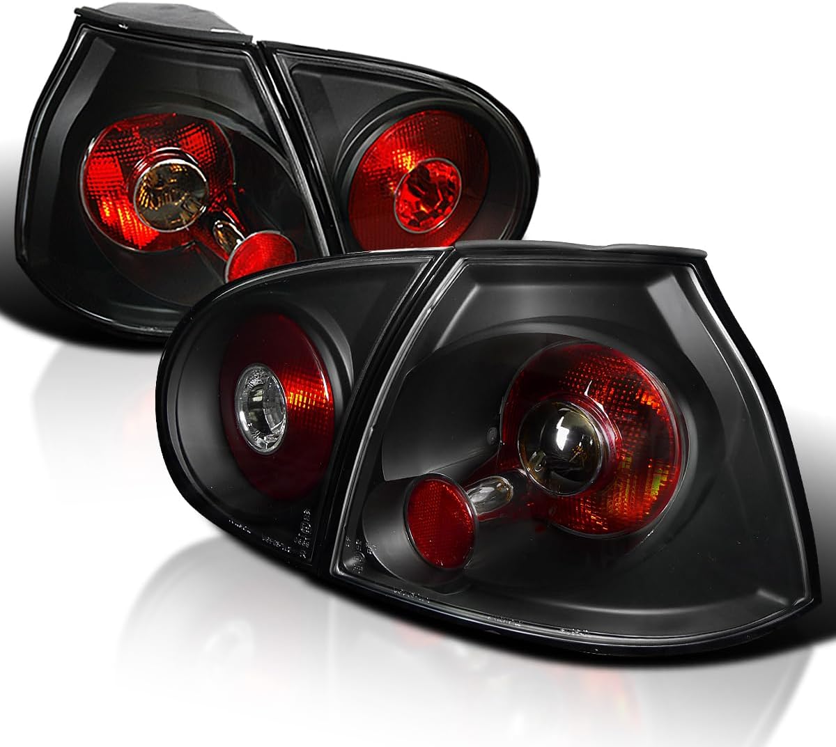 SPEC-D TUNING JDM Black Tail Lights Compatible with 2006-2009 Volkswagen Golf MK5 GTI Rabbit R32, Left + Right Pair Assembly