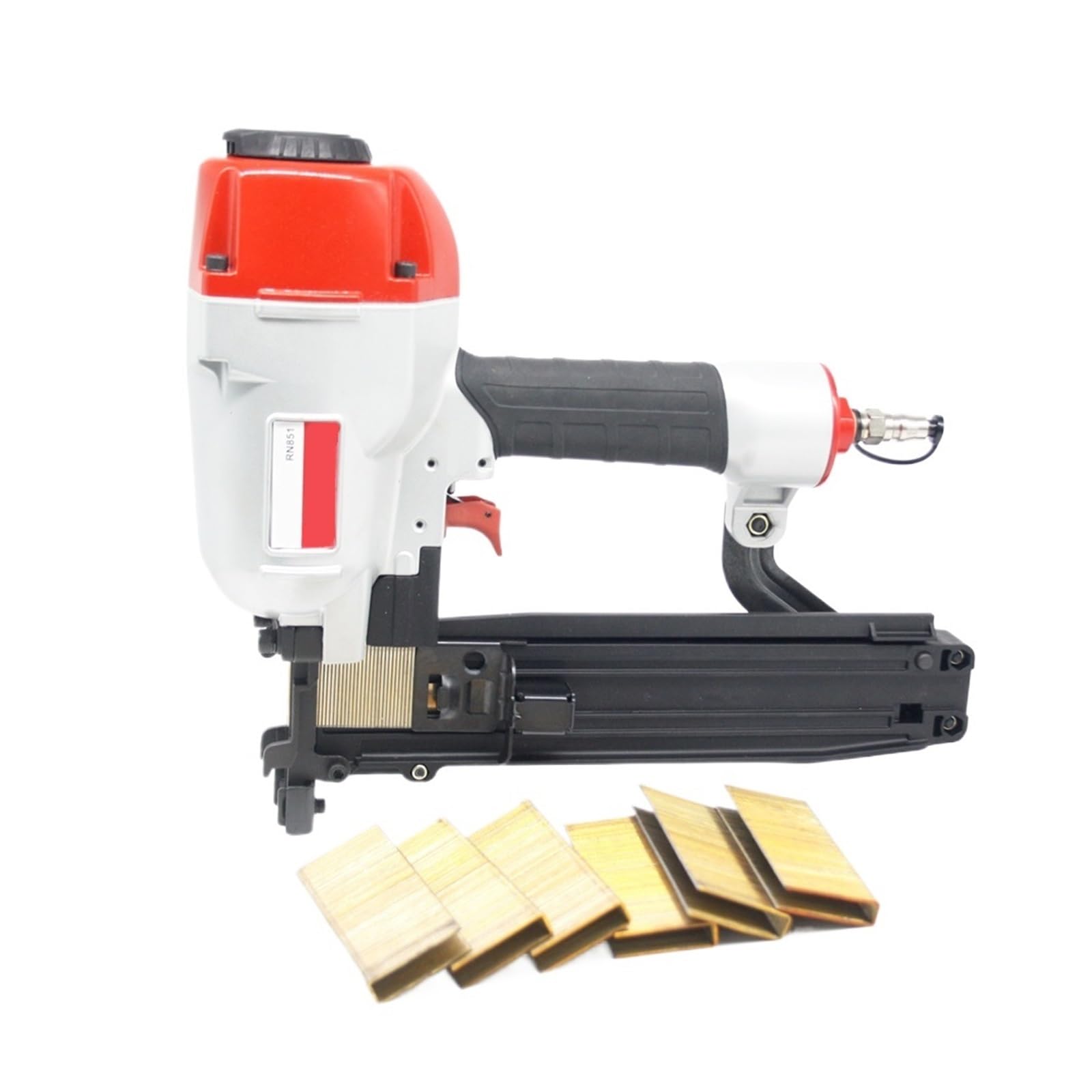 Pistola sparapunti pneumatica senza olio RN851 16GA Chiodatrice pneumatica Cucitrice pneumatica Strumento Cucitrice a corona larga Uso for la decorazione di coperture for la lavorazione del legno