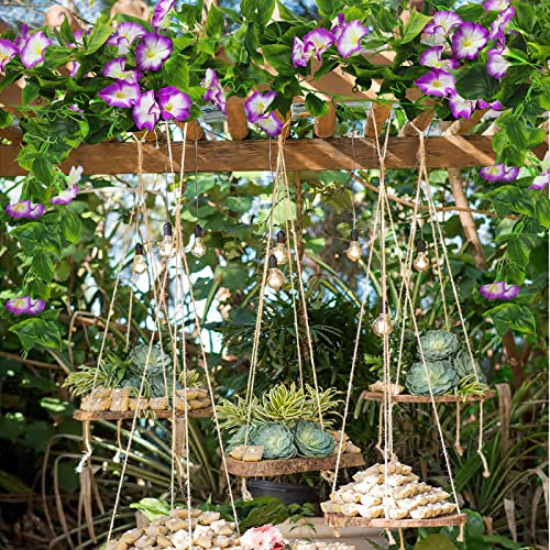 Cisdueo 2 Pcs Artificial Vines Silk Morning Glory Vines For Outdoor 15Feet Hanging Plants Garland Purple Fake Green Plant Morning Glories For Home Decor Wall Fence Stairway Wedding Hanging Baskets #TOP3