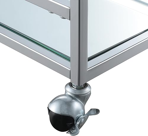 Miniatura 10 de Convenience Concepts Town Square - Carrito de barra con espejo de mármol sintético de metal cromado con estante