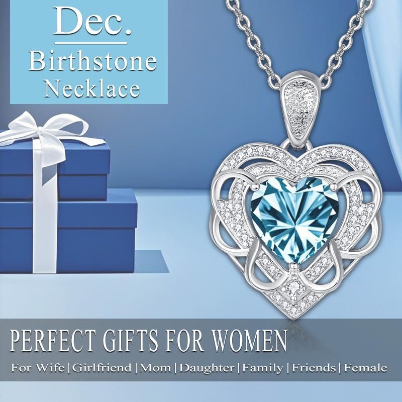 HeartMelody Heart Necklaces for Women Mom 18K/14K Gold/Rose/White Gold Necklace with Love Heart Birthstone Pendant Womens Jewelry Fashion Wedding Anniversary Birthday Gifts for Wife Her - Image 3