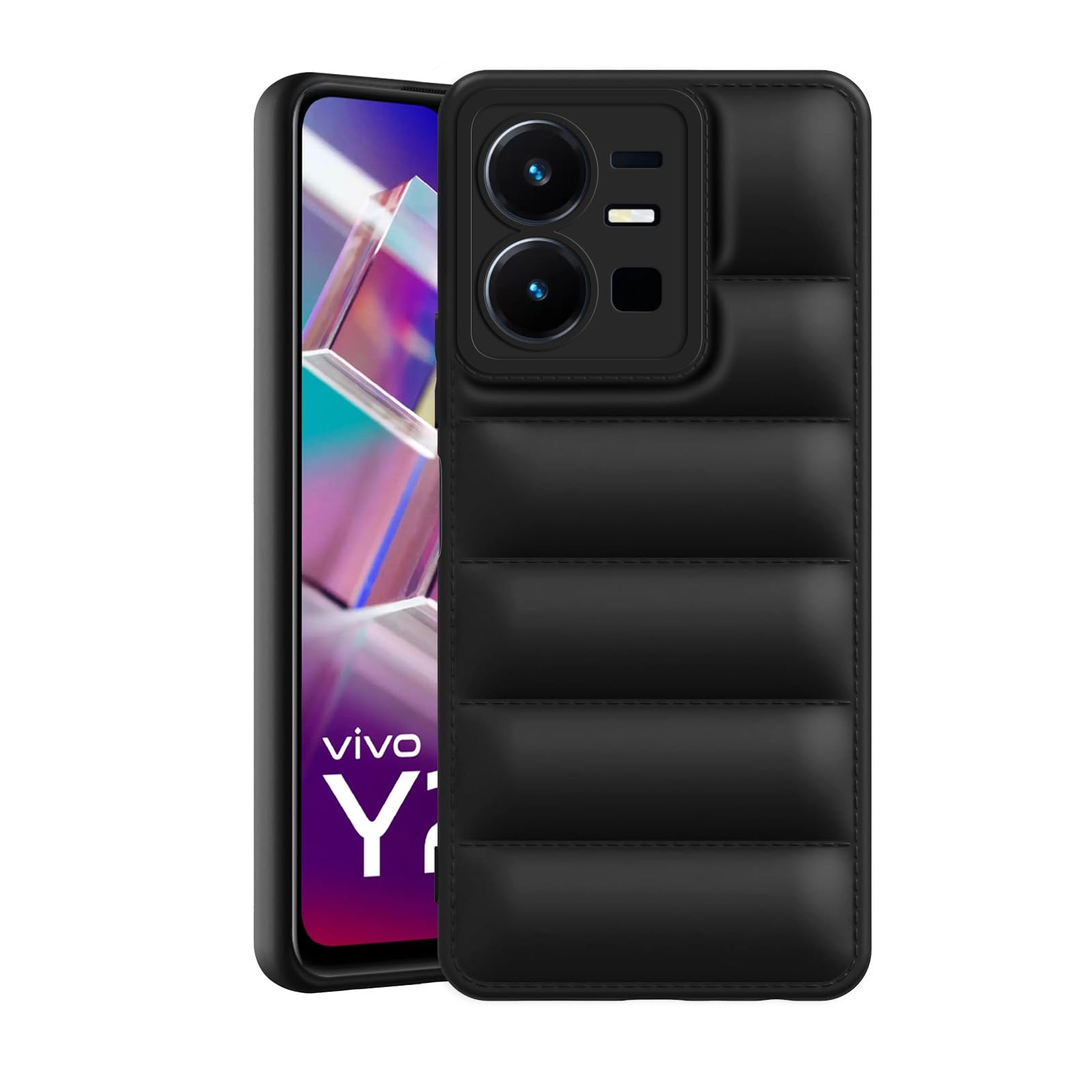 Amazon Brand - Solimo Puffer Case Camera Protection Soft Back Cover for Vivo Y22 - Black (B0CV54BQKS) Amazon Price History, Amazon Price Tracker
