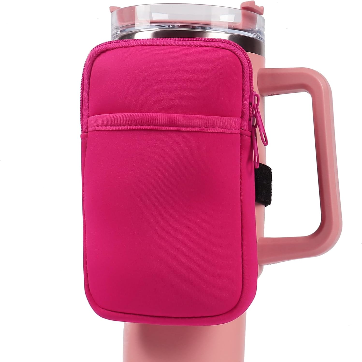 LMYUHONG Water Bottle Carrier Bag For Stanley Cups - Neoprene Holder With Strap, Fits 40oz Quencher, H2.0 | Pink, With Phone Pocket