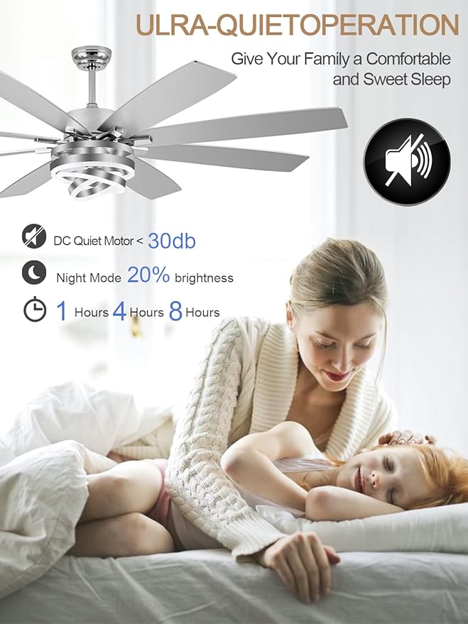 Ventilador de Techo 72 Pulgadas con Luz, Control Remoto y 11 miniatura 9