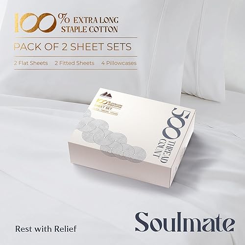 Miniatura 87 de Mayfair Linen Juego de sábanas de 100 % algodón a rayas, tamaño individual, sábanas de damasco de 500 hilos, tamaño individual, juego de 3 piezas