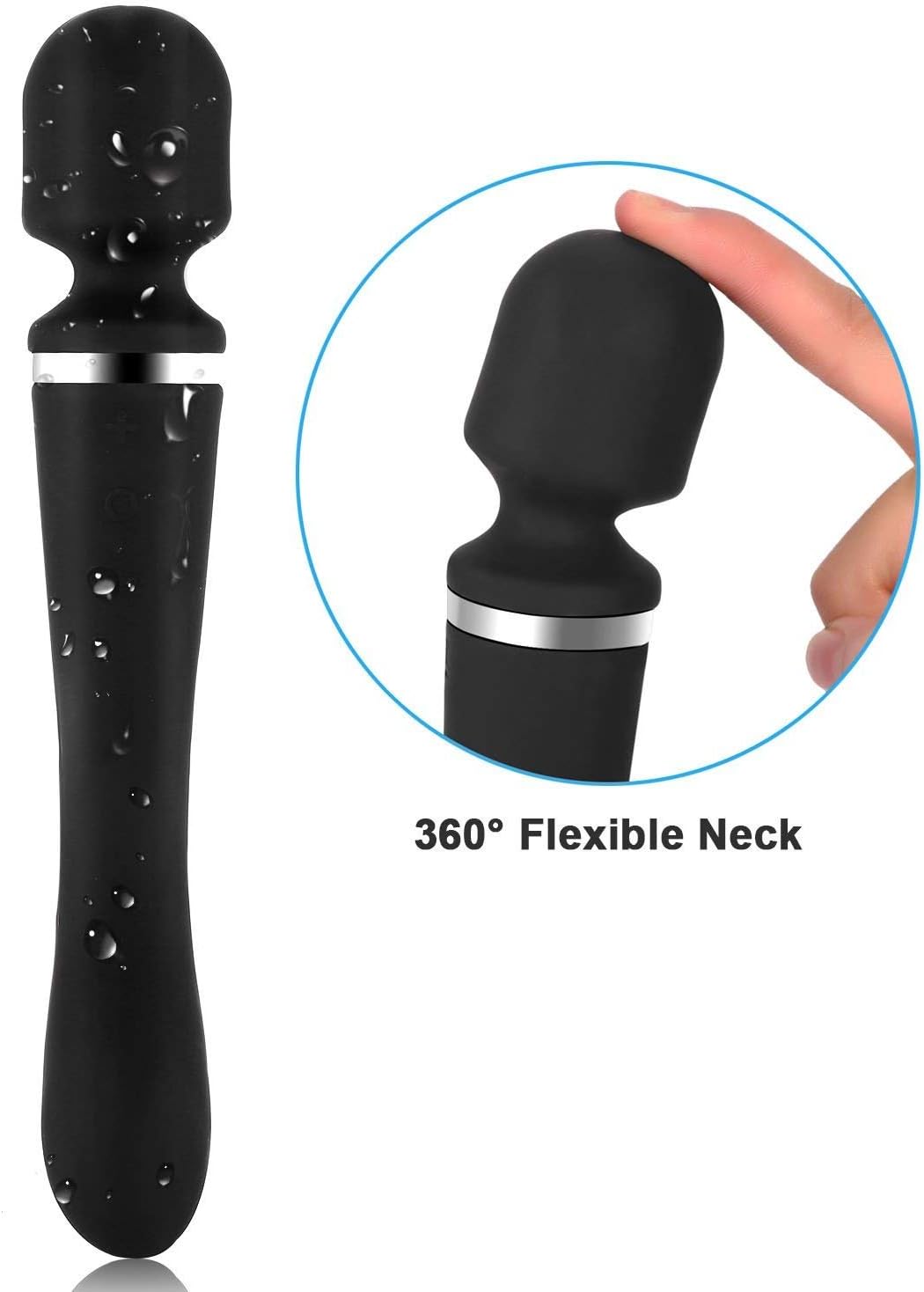 Handheld USB Charging Massage Stick, 10 Frequency Vibration Waterproof Mute AV Double Head Magic Wand Anále G-Spōt Stǐmulator Toys -Black By Portoo