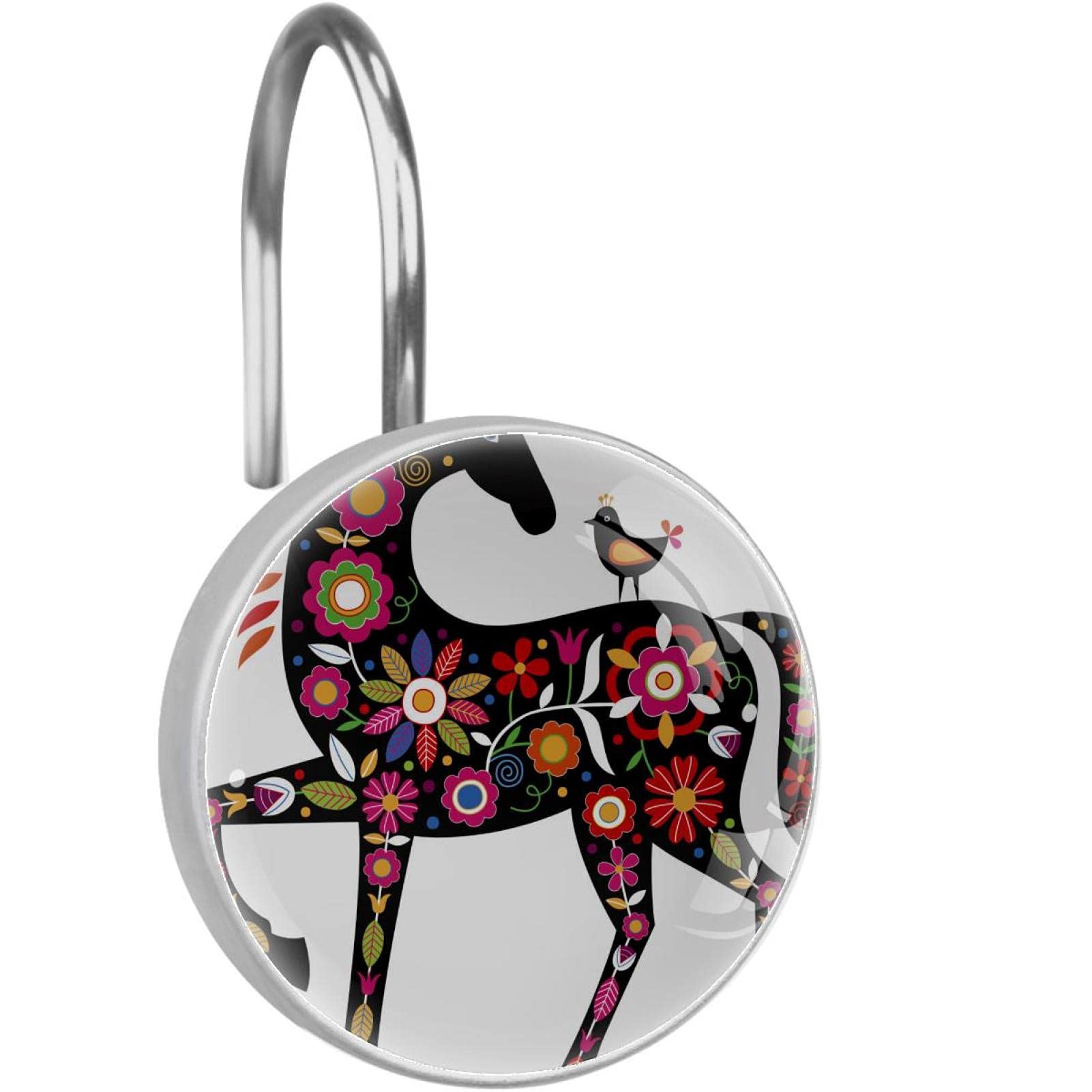 Ganci Per Tenda Doccia Con Colibrì - 12 Pezzi In Acciaio Inox Antiruggine - Decorazione Creativa Per Bagno E Giardino