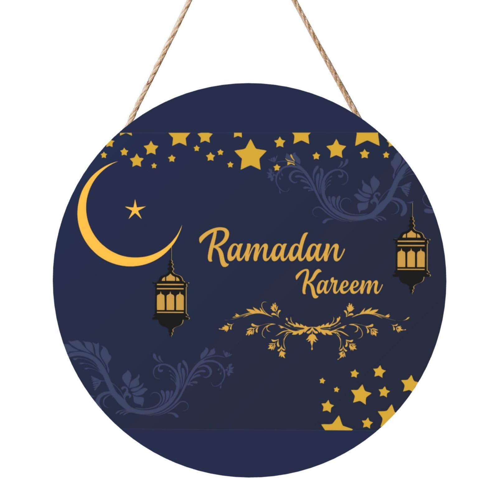Ramadan Kareem Door Signs Plaques Wood Welcome Sign For Front Door Wall Hanging For Home Farmhouse Office Classroom Party Decoration