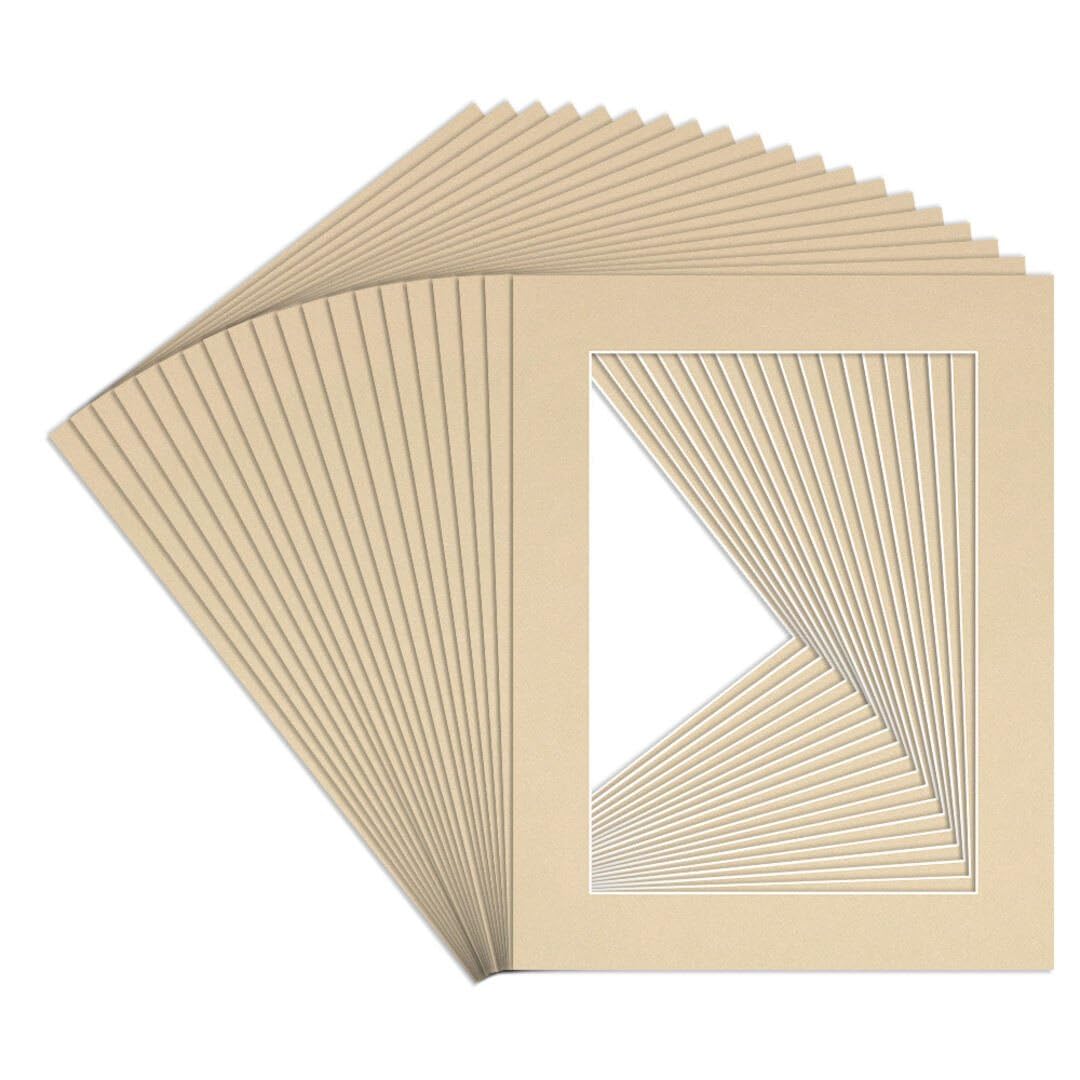 Procut Global 9x7" Ivory Picture Mounts to Fit 5x7" Aperture - Precision Cut Cardboard Photo Mount - Ideal for Frames, Prints, Artwork & Certificates - Sizes & Colours Available - 20 Pack