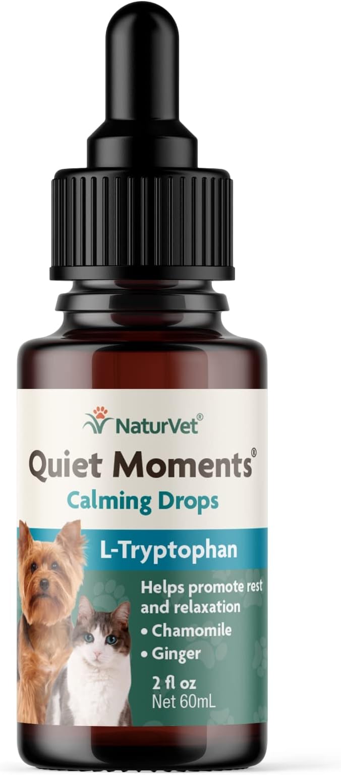 NaturVet Quiet Moments Calming Drops for Cats & Dogs Helps Reduce Pet Stress