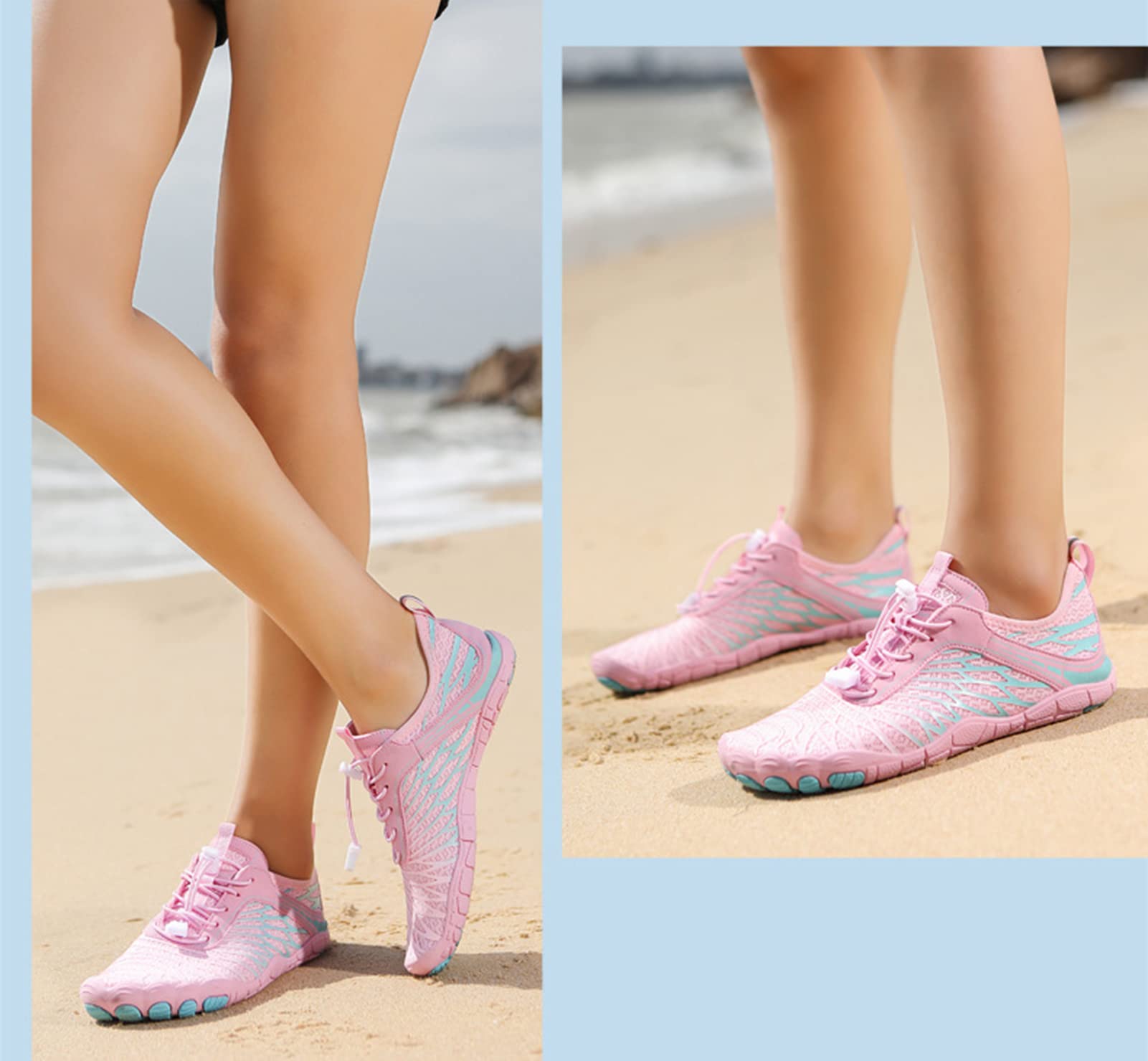 Malla Compuesta, Zapatos Acuáticos Descalzos, Zapatos De Playa De Natación De Secado Rápido para Hombres Y Mujeres, Zapatos De Vela Antideslizantes, Zapatos Ligeros(38 EU, Pink)