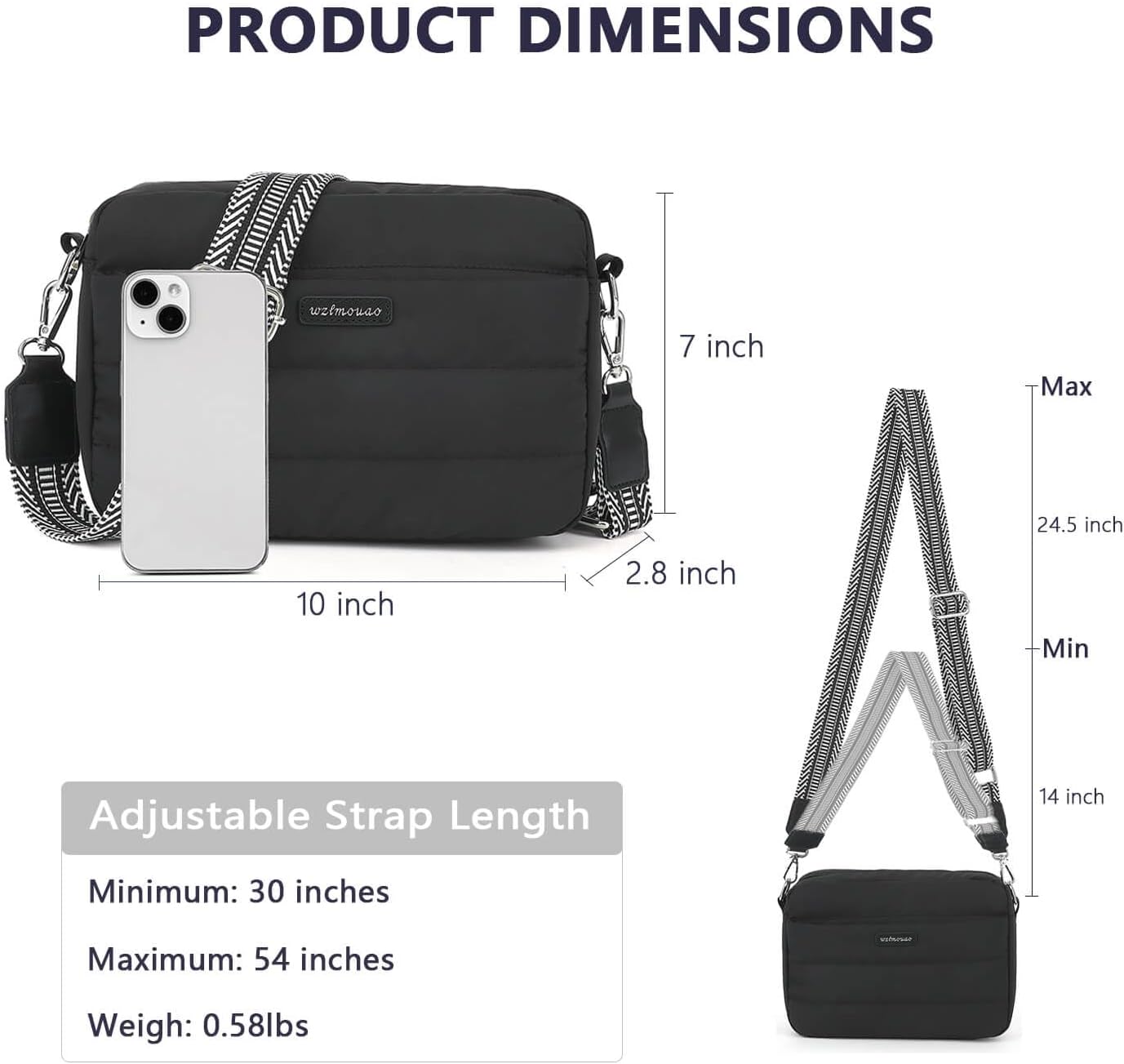 Puffer Crossbody Bags for Women, Lightweight Quilted Puffer Shoulder Bag, Cross Body Purse with Guitar Wide Strap Fit - Image 4