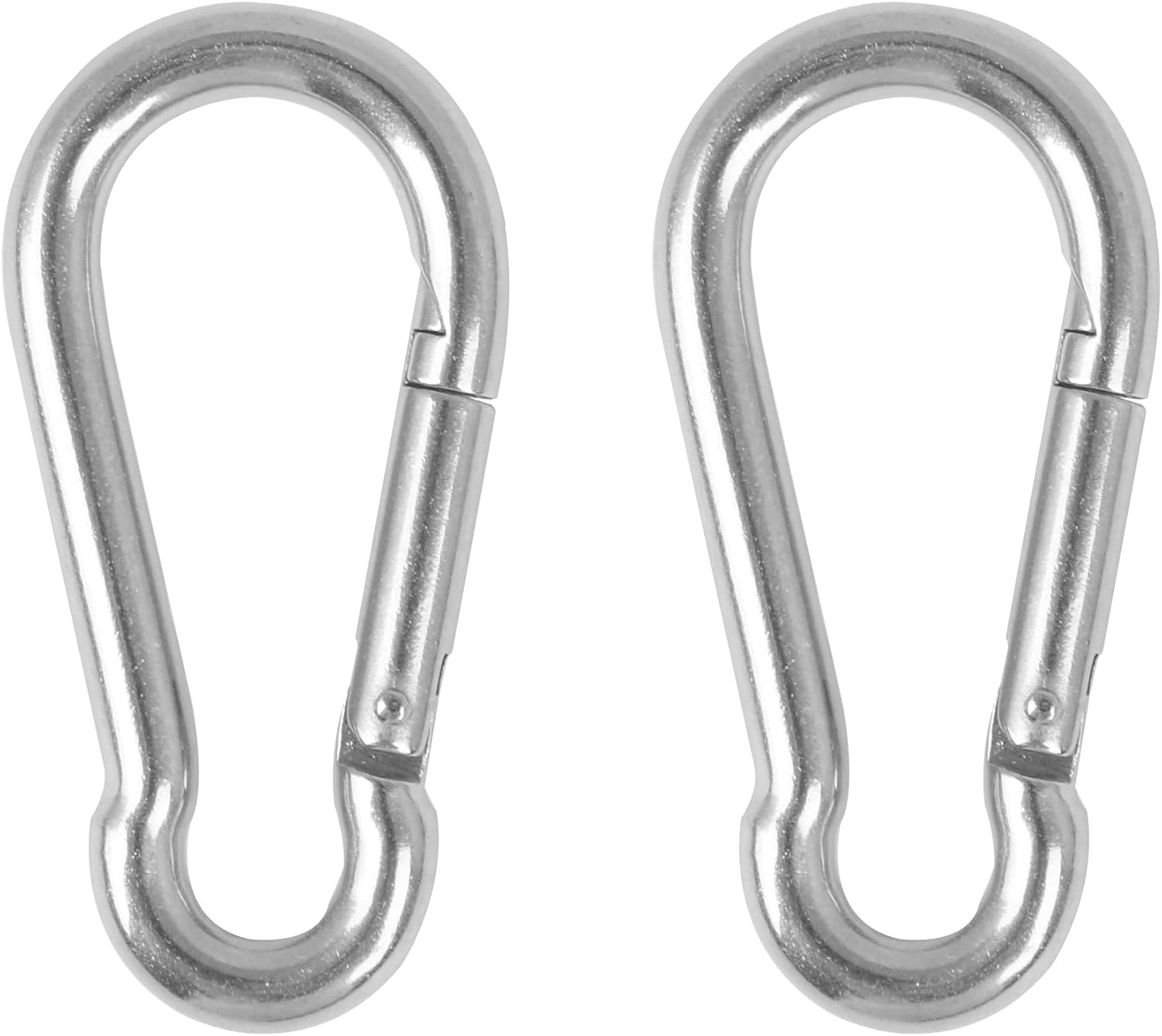 CNBTR 2 PCS 304 Stainless Steel Spring Snap Hook M8 3.18 Inch Heavy Duty for Keys Swing Set Camping Fishing Hiking Traveling