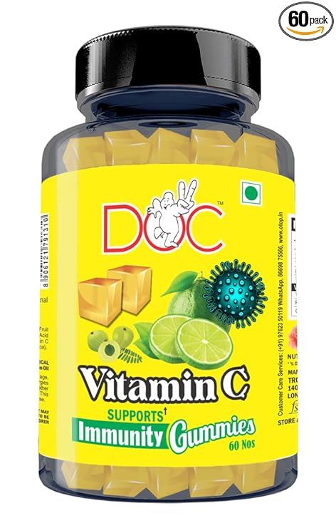 DOC Vitamin C Gummies ? Immunity Booster for Kids and Adults ? Daily Essential Nutrient ? 60 Nos Veg Gummies