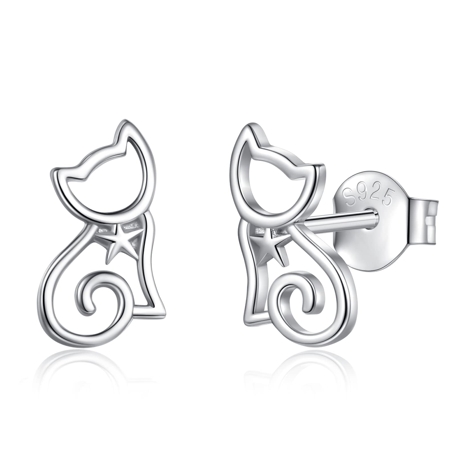 EUDORA Harmony Ball Orecchini a Lobo con Gatto in Argento Sterling da Donna, Orecchini a Cerchio con Gatto Carino Orecchini con Stella di David Orecchini con Fiocco di Neve Gioielli Regalo