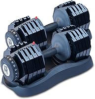 Vista 1 de Body-Solid Juego de mancuernas ajustables y resistentes, de 5 a 50 libras.