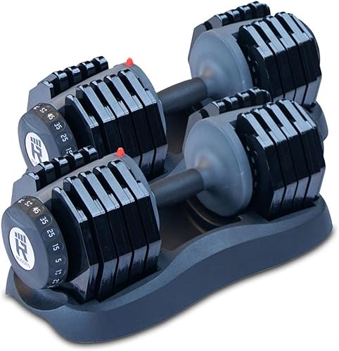 Body-Solid Juego de mancuernas ajustables y resistentes, de 5 a 50 libras.