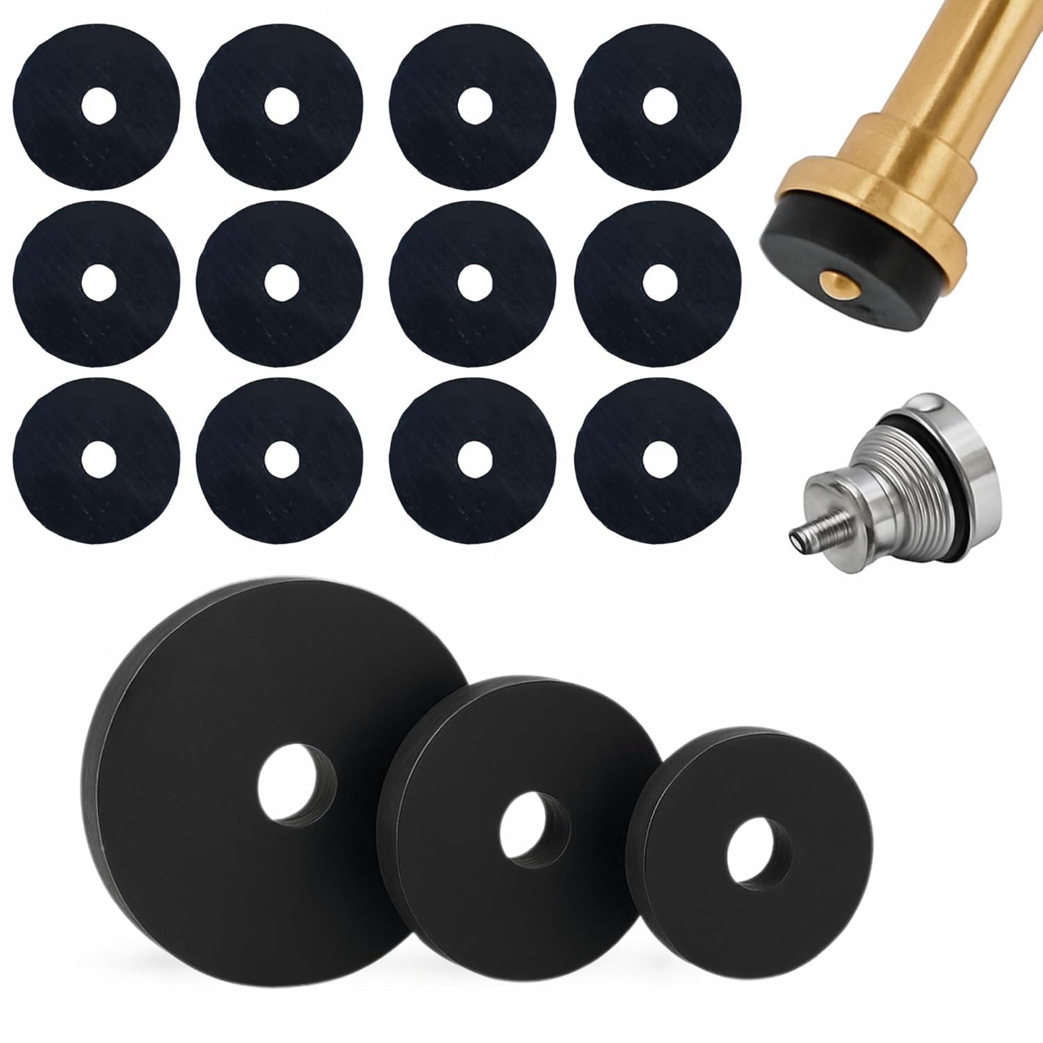 Mario10 Tap Washers Set, 3/8", 1/2" & 3/4" Flat Rubber Rings, 24-Piece