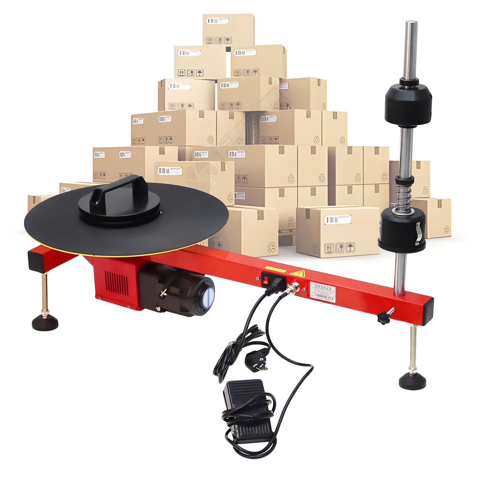 Elektrischer Stretchfolienabroller, Elektrischer Stretchfolienwickler, Palettenverpackungsmaschine, Paletten-Stretchwickler, Elektrische Palettenwickelmaschine, Drehtellerdurchmesser: 40cm
