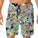 Produktbild Funny 80er 90er Retro Neon Art Line Boardshorts Herren Atmungsaktive Strandhose Trunks mit Taschen für Urlaub Gr. M, Schwarz