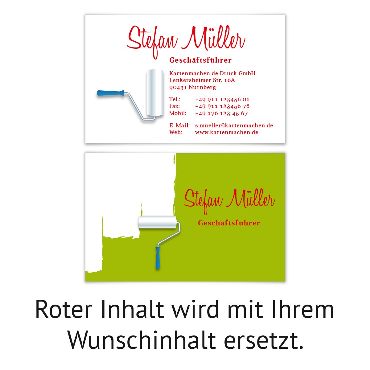 500 x Visitenkarten individuell Business Karten 300g/qm 85 x 55 mm - Maler