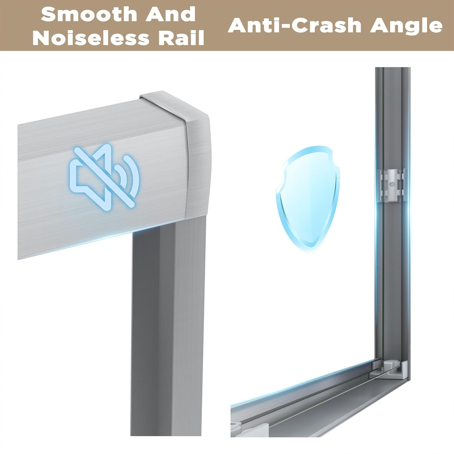 Bathroom Double Sliding Shower Door, Durable Tempered Glass Sliding Shower Door with Aluminum Frame and Stainless Steel Handle, 56-60" W x 60" H, 1/4 (6 mm), Easy Assembly, Brushed Nickel