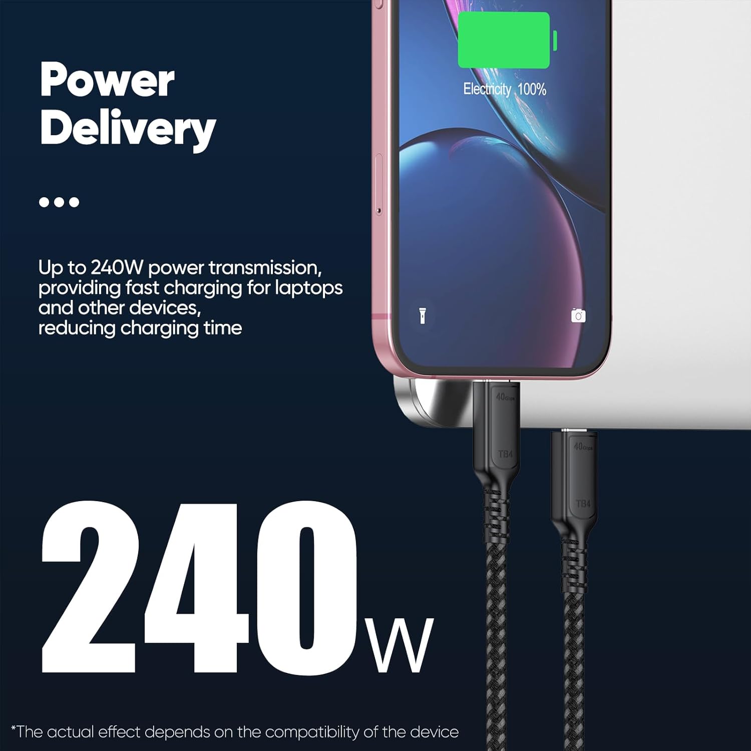 USB 4 Cable 10ft, USB4 40Gbps High Speed Data Transfer, 8K@60Hz/4K@120Hz Display 240W Charging USB C Data Cables for Thunderbolt 4/3 and Most USB-C Devices