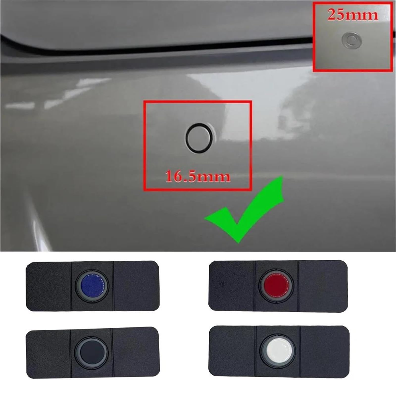 Sensor Estacionamiento Asistente de Sensor aparcamiento para coches Parktronics 4 sensores planos 13mm alarma zumbador sonido Radar inverso sensores aparcamiento(Gold sensors)