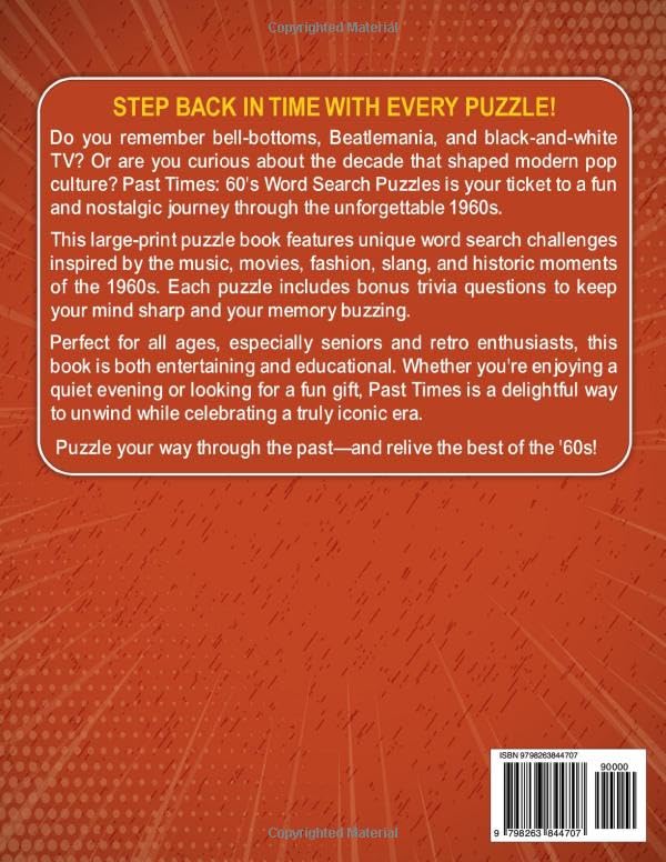 Miniatura 2 de Past Times 60's Word Search and Trivia for Adults Relaxing Large Print Word Find Puzzles Celebrating the Events that Shaped the 60's