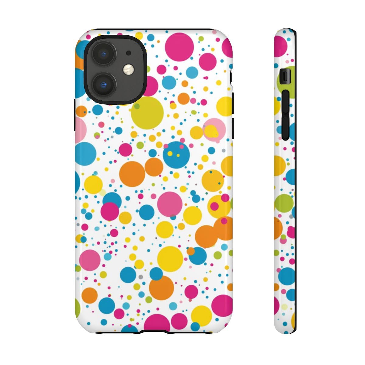 Coque iPhone 11 pois colorés blanc accessoire mode en terrasse - 2