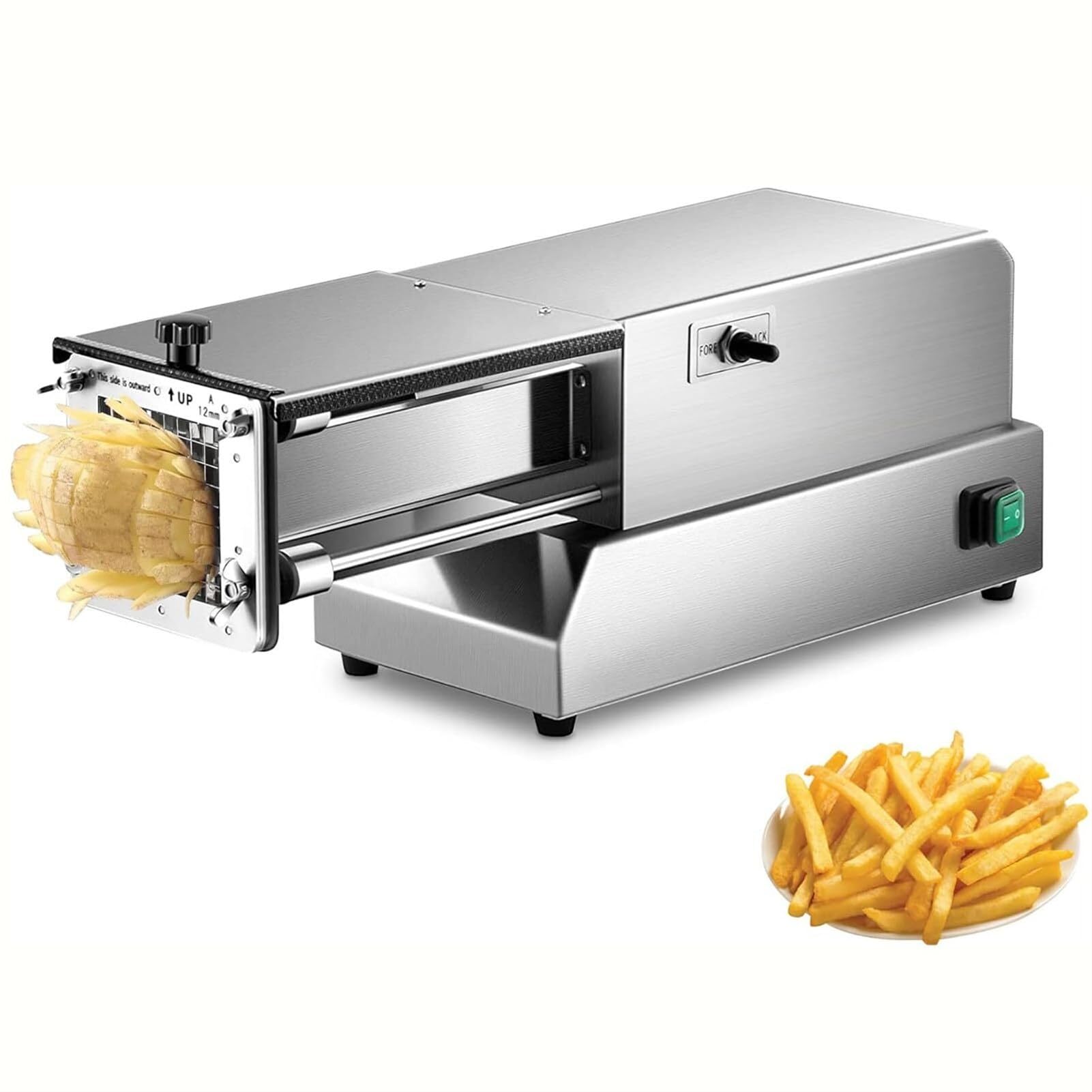 OLSKFUH Electric French Fries Cutters With Stainless Steel Blade Vegetable Cutters Professional Commercial Home Potato Slicer For Carrots,Cucumbers Silver 10Mm,