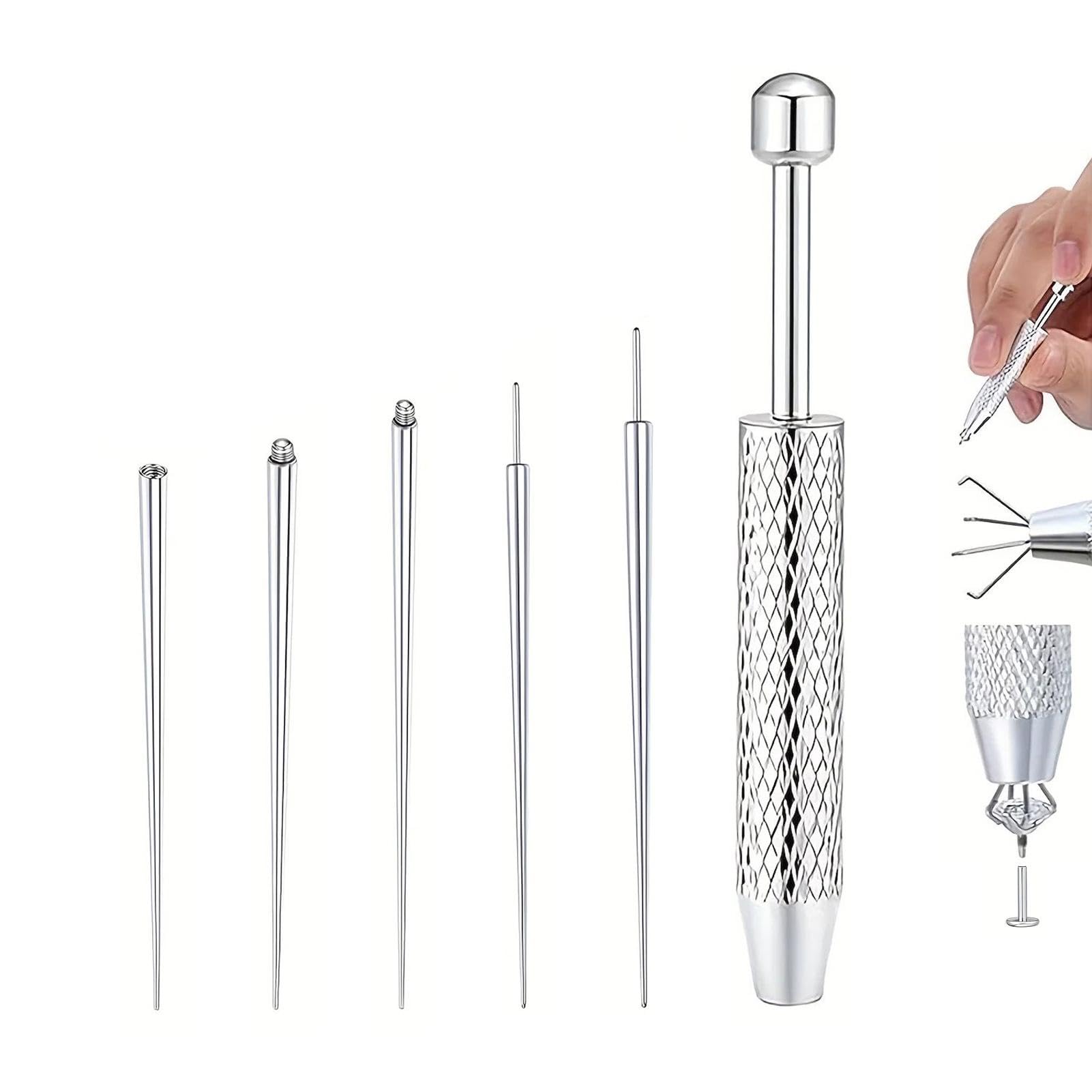 Wemoralix 6 PCS Piercing Tool Kit, Jewelry Opener & Ball Grabber Set for Ears Nose Lip, 16G 18G, Stainless Steel