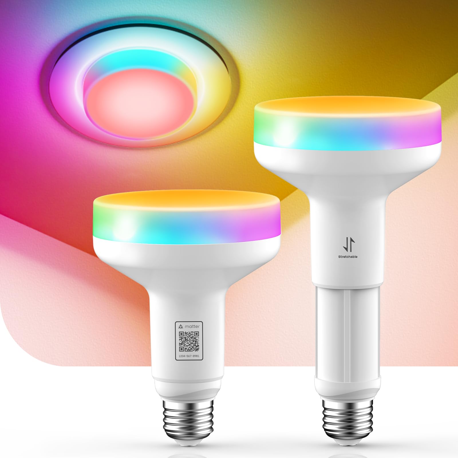 Linkind Matter BR30 Smart Light Bulbs with Stretchable Design & 4