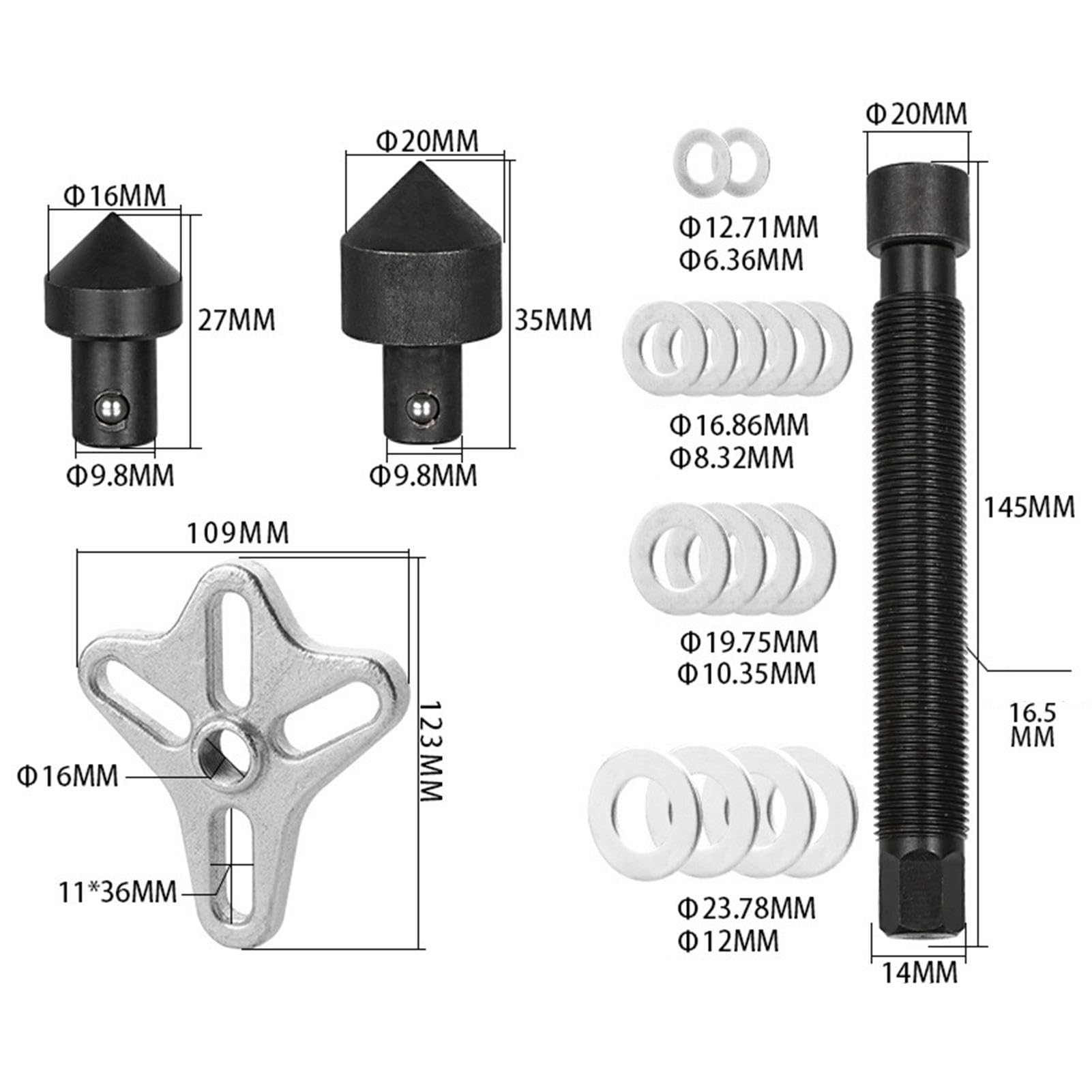 Ensemble d'outils d'extraction de volant | Extracteurs de volant robustes – Pas de flexion et de déformation du volant d'inertie extracteur de poulie de haute dureté