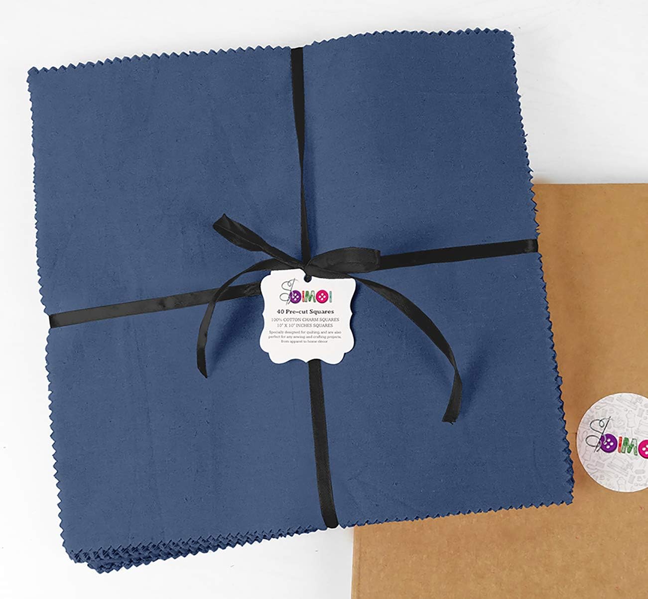 Soimoi Solid Royal Blue Precut 10 inch Cotton Fabric Bundle Quilting Squares Charm Pack DIY Patchwork Sewing Craft