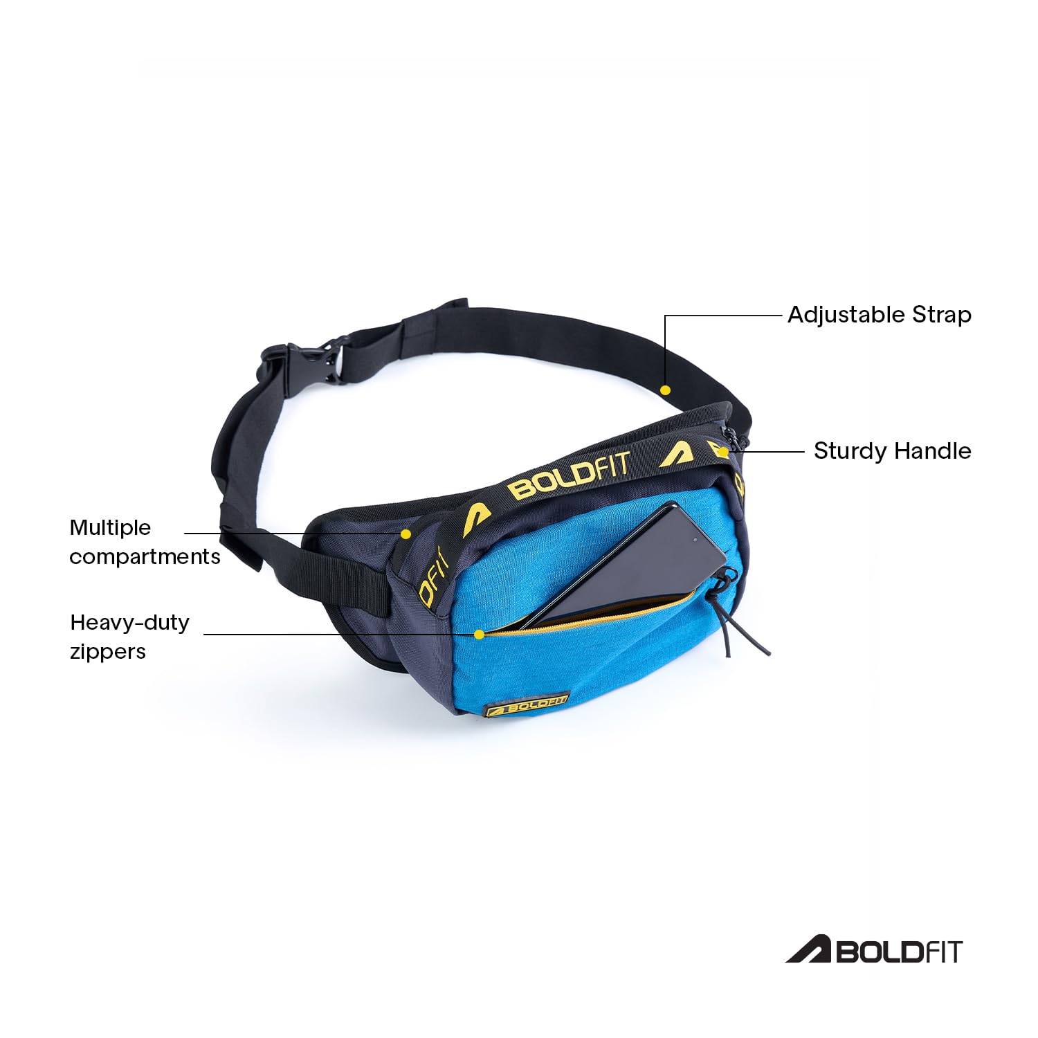 Boldfit Waist Bag for Men & Women-Water-Resistant, Lightweight Fanny Pack with Adjustable Strap, Multiple Compartments & Buckle Closure-Ideal Chest Sling Bag for Travel, Running, Hiking & Daily Use