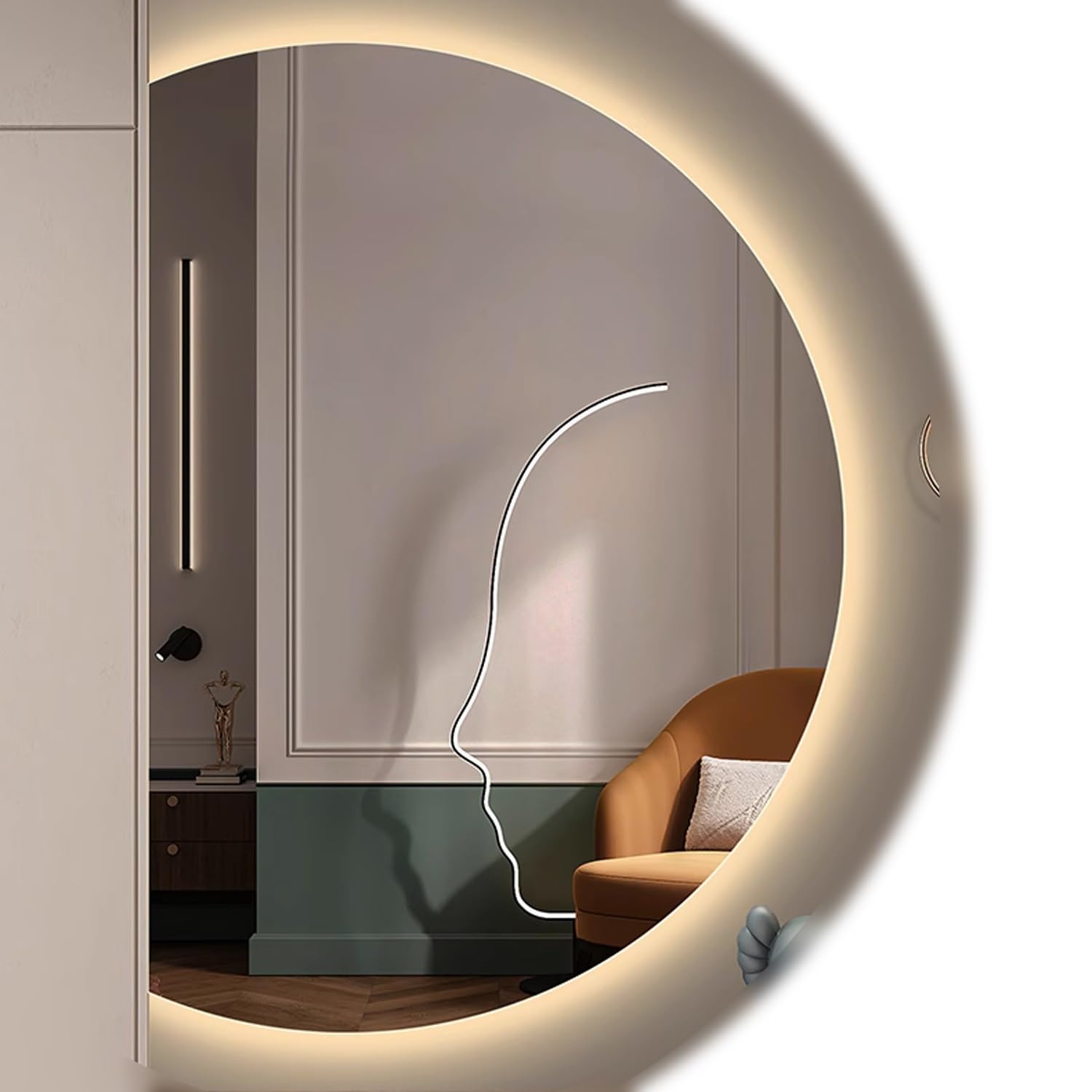 FGXHHS LED Lighted Anti-Fog with Dimmable Backlit and Touch Switch, Frameless Wall for Vanity Dressing