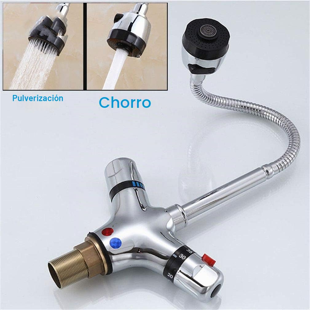Grifo De Cocina Termostático Giratorio De 360 ​​Grados Grifo De Latón Macizo Ajustable Mezclador De Temperatura Constante Grifo Monomando Grifo Monomando De Cromo Grifo Con Aireador