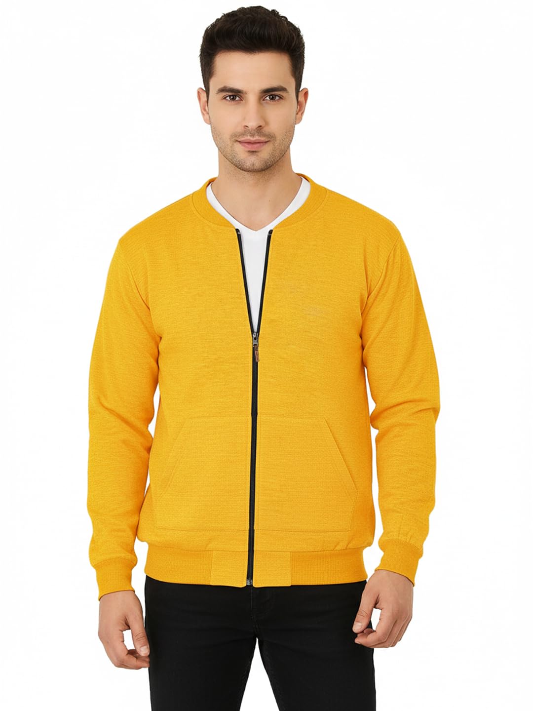Full Sleeve Regular Fit Fleece Bomber Winter Jacket For Mans (Color: Multicolor)-image-7